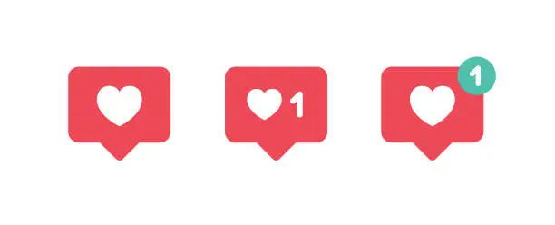 Vector illustration of Notification Like Button Heart Icons