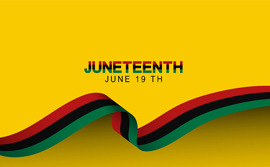 Juneteenth freedom day 1865 black history african american flag wave banner brush stroke effect concept abstract with yellow background vector illustration