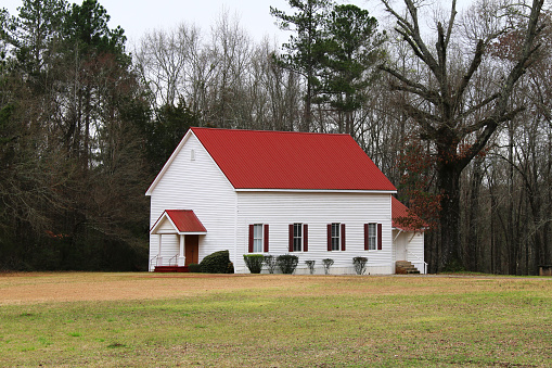 a church historic white home school red roof retro house historical history vintage meeting hall