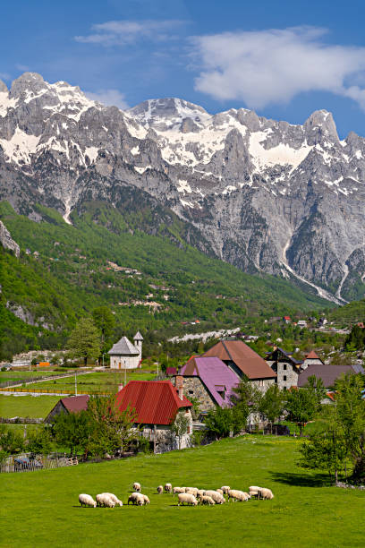 View over the Theth village in Albania