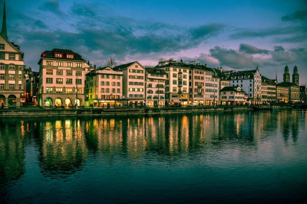 istock Night Time Over Zurich, Switzerland 1403099198