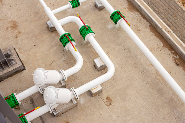 istock New fuel supply pipes with shut-off valves. 1403100218