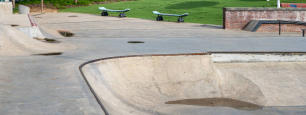 istock Public playground for a skateboard in a recreation park. 1403103906