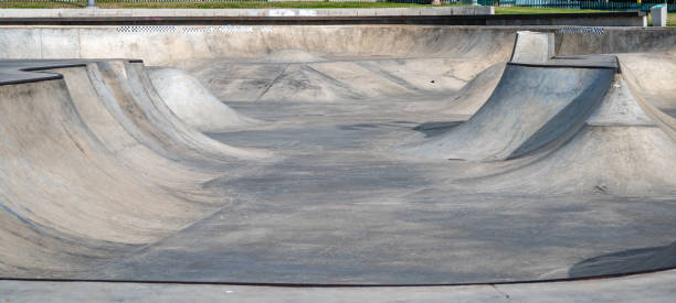 istock Public playground for a skateboard in a recreation park. 1403103916