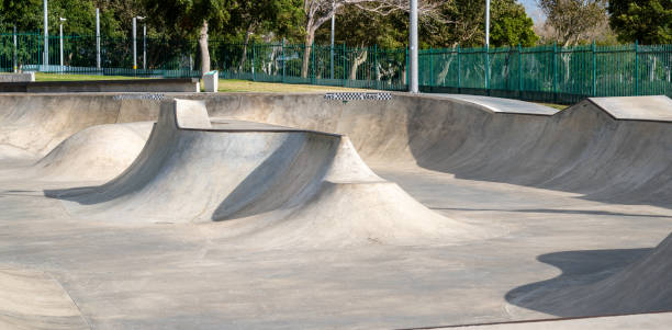 istock Public playground for a skateboard in a recreation park. 1403103920