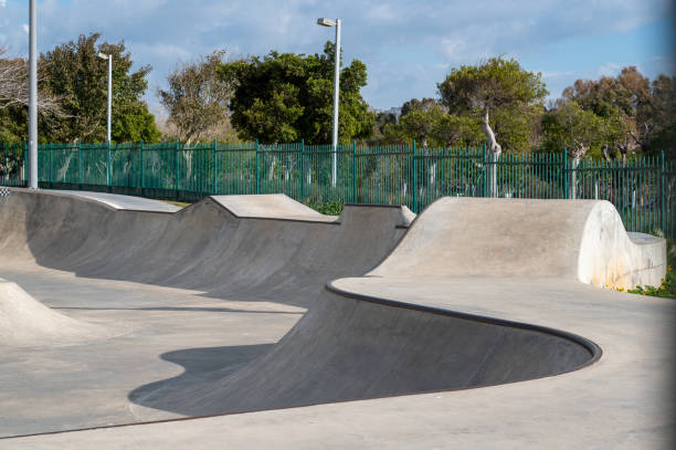 istock Public playground for a skateboard in a recreation park. 1403103924