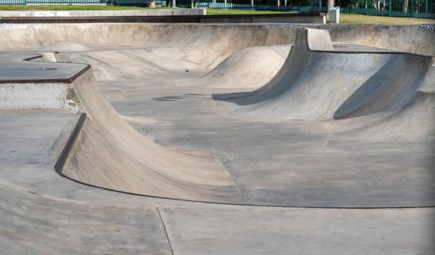 istock Public playground for a skateboard in a recreation park. 1403103927