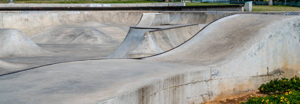 istock Public playground for a skateboard in a recreation park. 1403103929
