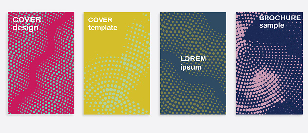 Vector half tone dots minimalistic cover design templates set of layouts for covers books albums notebooks reports collection,Toned Image Abstract Backgrounds