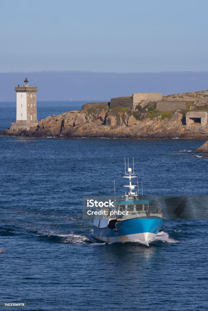 Le Conquet with Phare de Kermorvan, Brittany, France Architecture Stock Photo