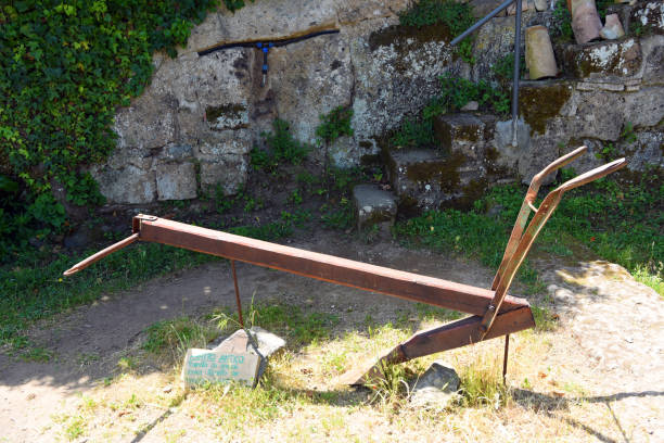 ancient plow in Civita di Bagnoregio Italy