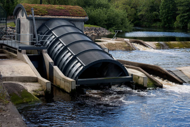 Small hydro electric power plant in a rural river
