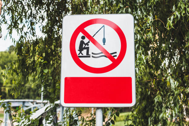 No fishing sign with copy space