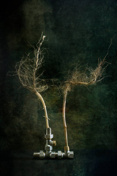 istock Surreal still life with unusual plants and iron corners 1403116045
