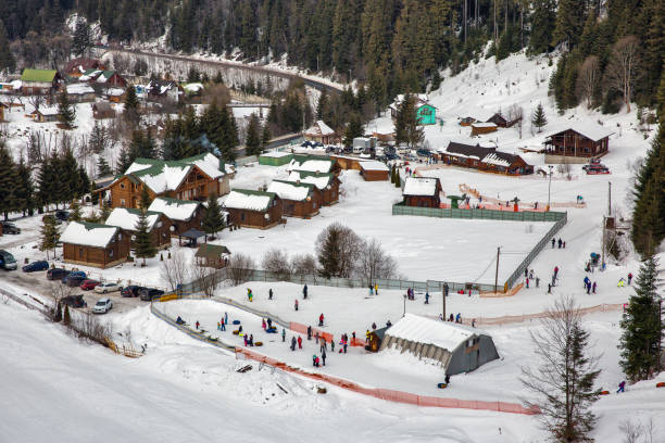istock Winter resort Vorokhta in Carpathian Mountains, Ukraine. 1403116505