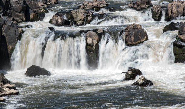 Swift Rapids flowing in the Potomac River stock photo