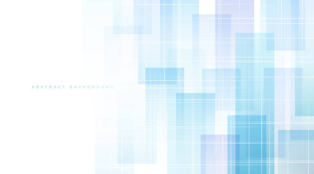 istock Abstract blue and purple geometric square shapes on white background. Modern simple vertical overlap square shapes graphic design. Minimalist geometric pattern. Vector illustration 1403121744
