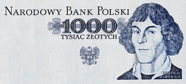 Obverse of 1000 Polish zloty with empty area for design purpose