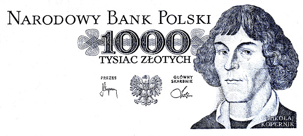 Obverse of 1000 Polish zloty with empty area for design purpose