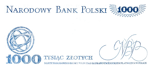 Reverse of 1000 Polish zloty with empty space for design purpose