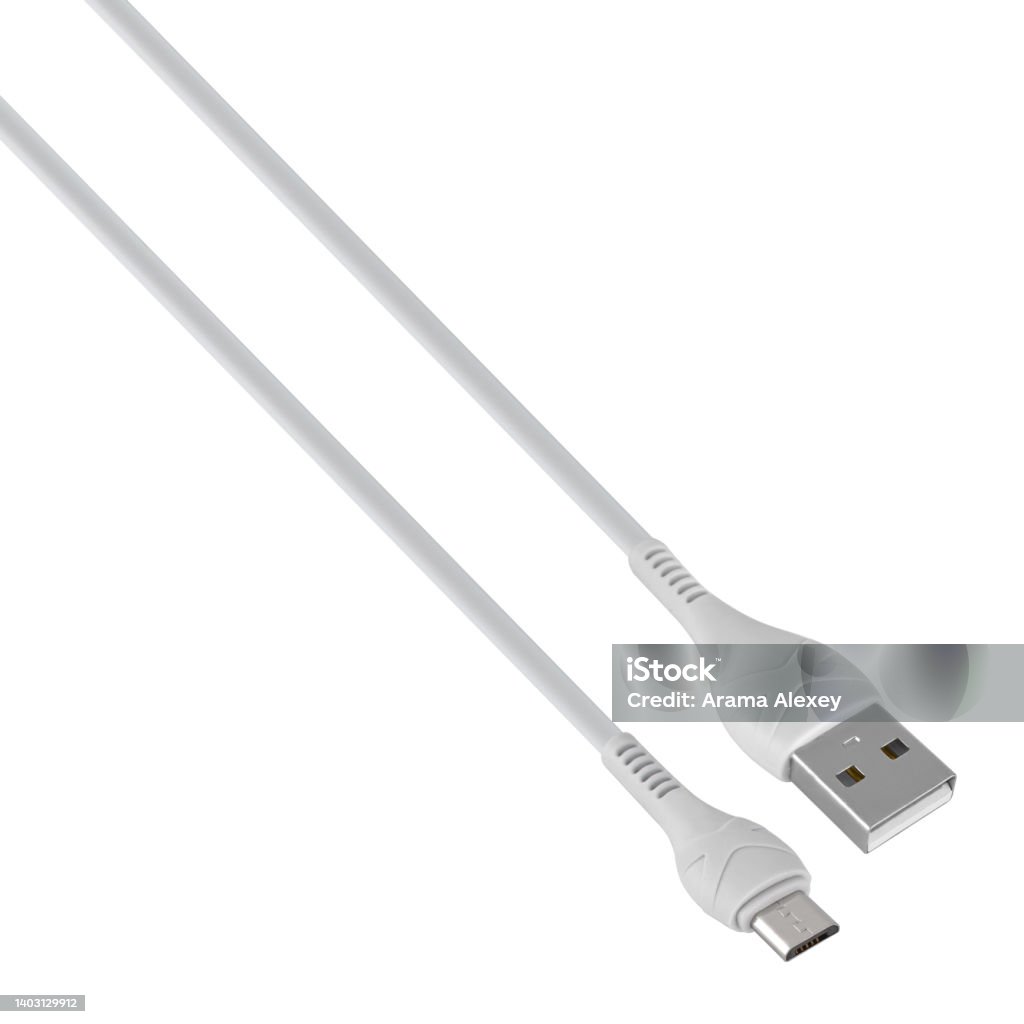 Gamabar Usb Micro Konektor Dengan Kabel Usb Micro Usb Putih Terisolasi Pada Latar ...