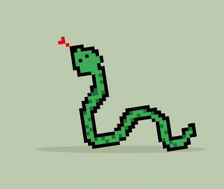 Pixel art green snake