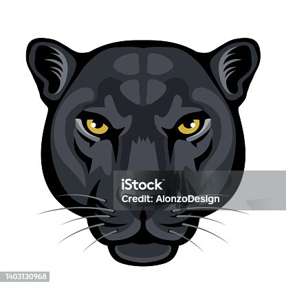 istock Black panther head close up. Black Leopard Head Logo. 1403130968