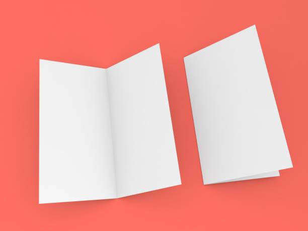 istock Open and closed brochure mockup on red background. 1403140113