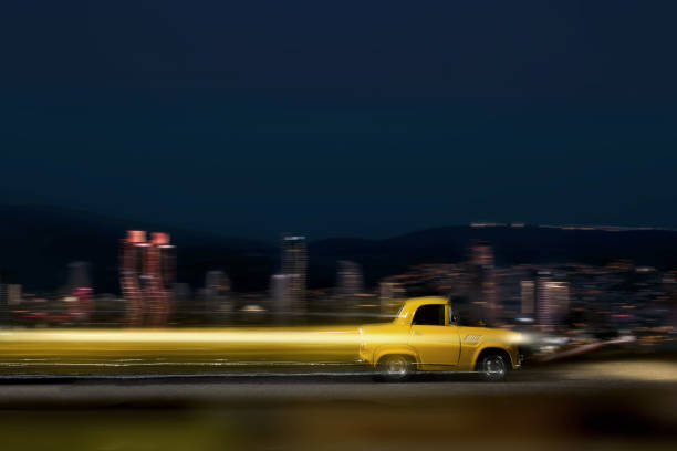 Fast going toy model car with motion blur and on a motion blur background.