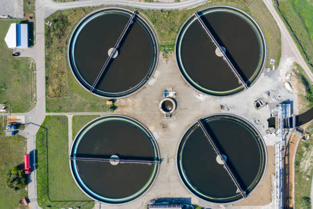 istock Wastewater Treatment Plant, Aerial View 1403142659