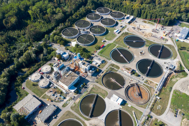 istock Modern Sewage Treatment Plant, Aerial View 1403143396