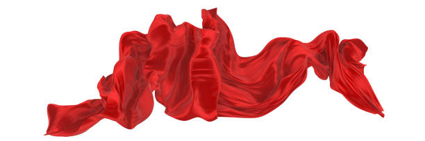 istock Beautiful flowing fabric of red wavy silk or satin. 3d rendering image. 1403149404