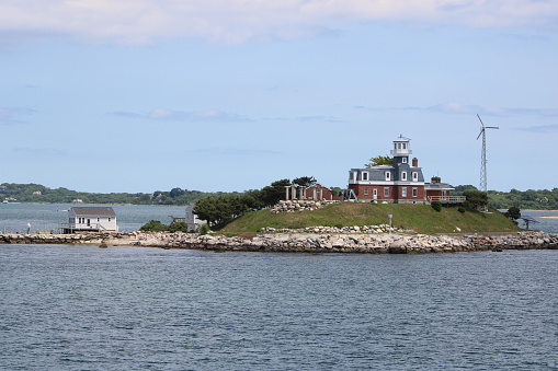 Dumpling Point Light North Dumpling Island Lighthouse Stock Photo - Download Image Now ...