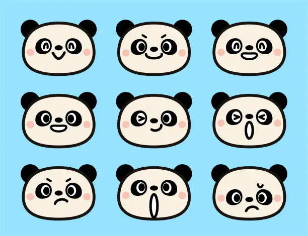 Vector illustration of Cute facial expression icon of the panda