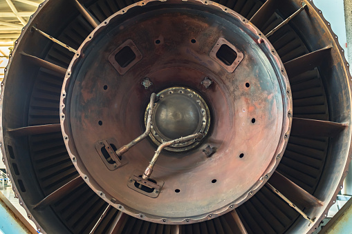 Detail of Boeing's left engine exhaust end