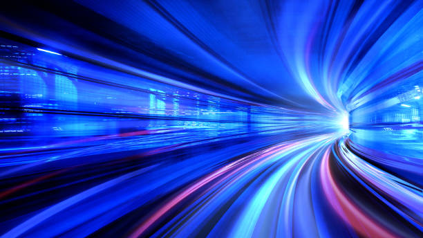 istock Rush hour fast car moving night city ,Fast moving traffic drives moving fast light each effect line light cg time lapse 1403178141
