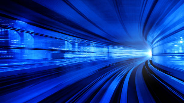 istock Rush hour fast car moving night city ,Fast moving traffic drives moving fast light each effect line light cg time lapse 1403178146
