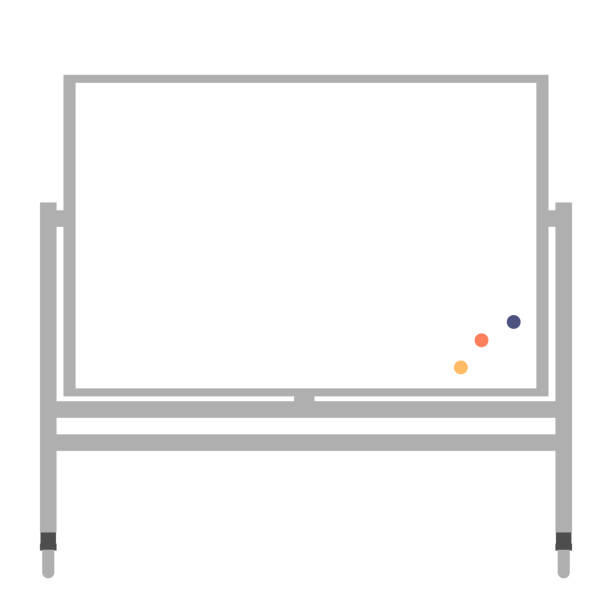 иллюстрация доски с 3 разноцветными магнитами - whiteboard stock illustrations