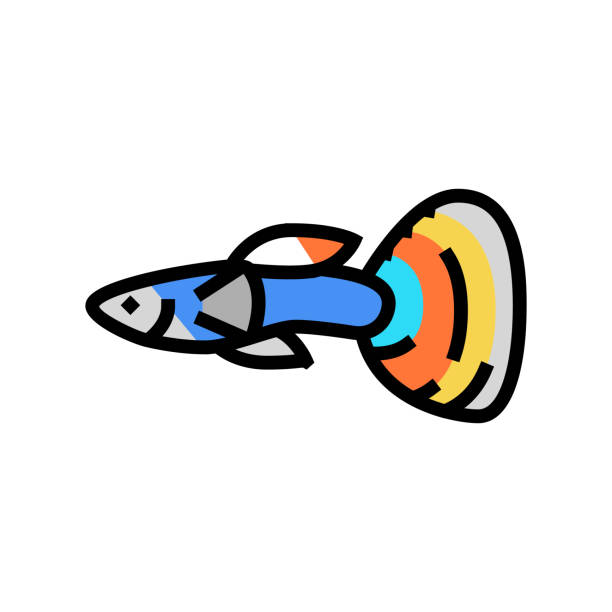 guppy fish color icon vector illustration guppy fish color icon vector. guppy fish sign. isolated symbol illustration pleco stock illustrations