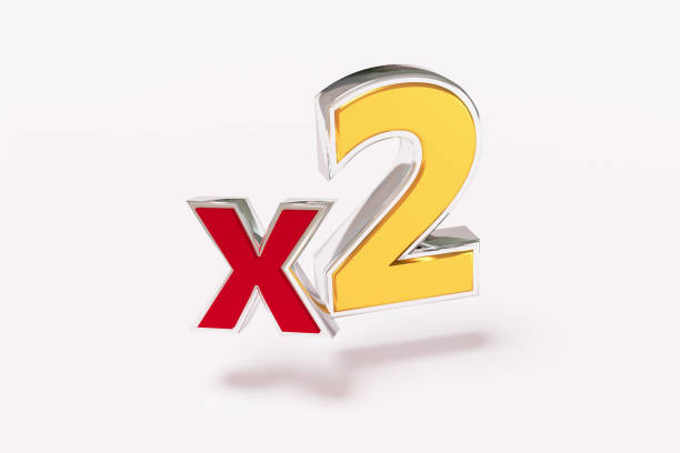 istock 3D Render X2 red and gold on white background. 1403179726