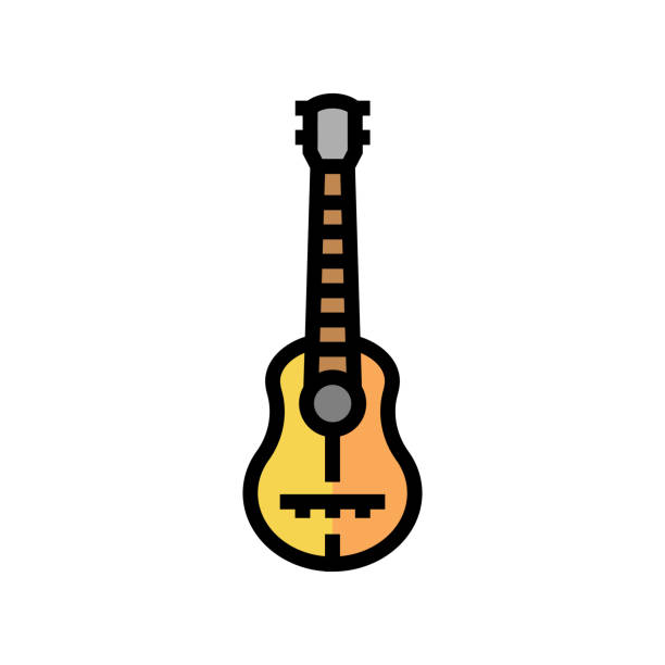 gitarzysta instrument kolor ikona ilustracja wektorowa - ice stock illustrations