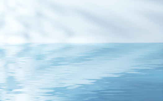 Water surface with white wall background, 3d rendering. Computer digital drawing.
