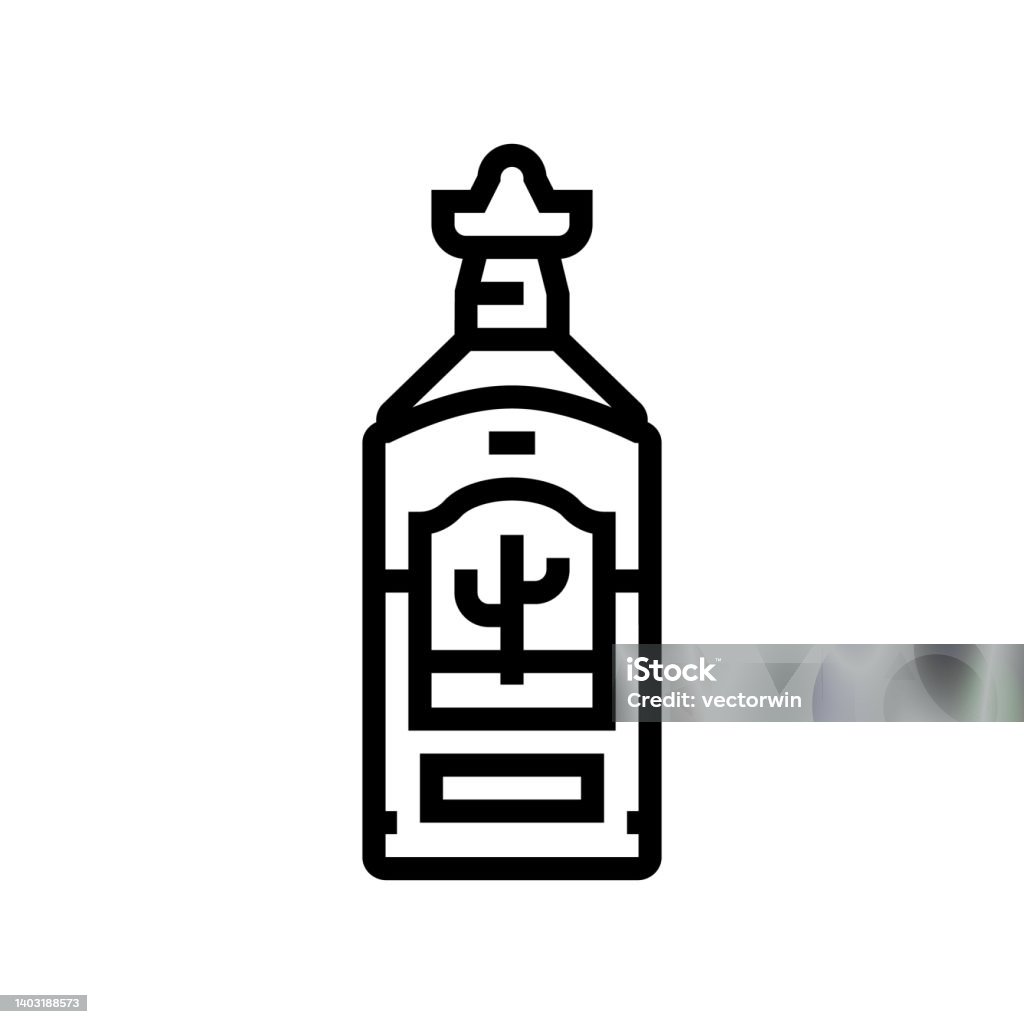 tequila alkohol napoju alkoholowego ikona linii ilustracja wektorowa - Grafika wektorowa royalty-free (Machu Picchu)