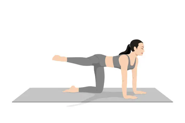 Vector illustration of Fire Hydrant Pose Variation, Dandayamana Bharmanasana Variation Leg To Side