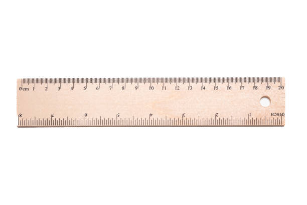 istock Ruler isolated on white. Wooden double rule twenty centimeter and eight inch long 1403189232