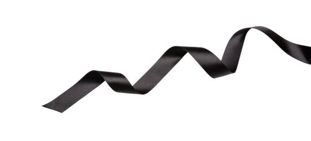 istock Black curly ribbon isolated on white background, design element, Black Friday RIP concept 1403189801