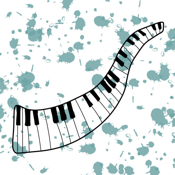 istock Piano keys on a background of green watercolor stains 1403195025