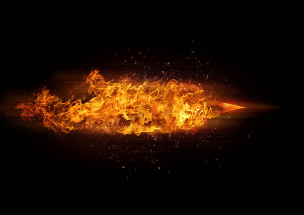 istock 3D illustration of flames burning in the dark 1403205038