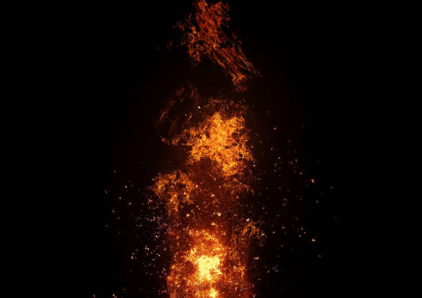 istock 3D illustration of flames burning in the dark 1403205042