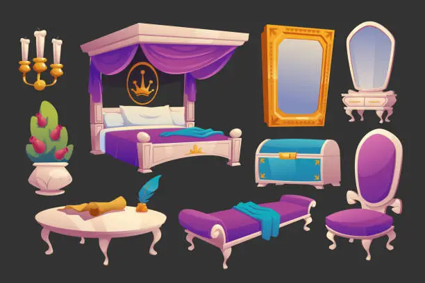 Vector illustration of Luxury furniture for royal bedroom